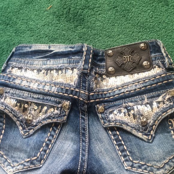 Miss Me Cropped Black and Silver Sequin Jeans - Picture 2 of 9